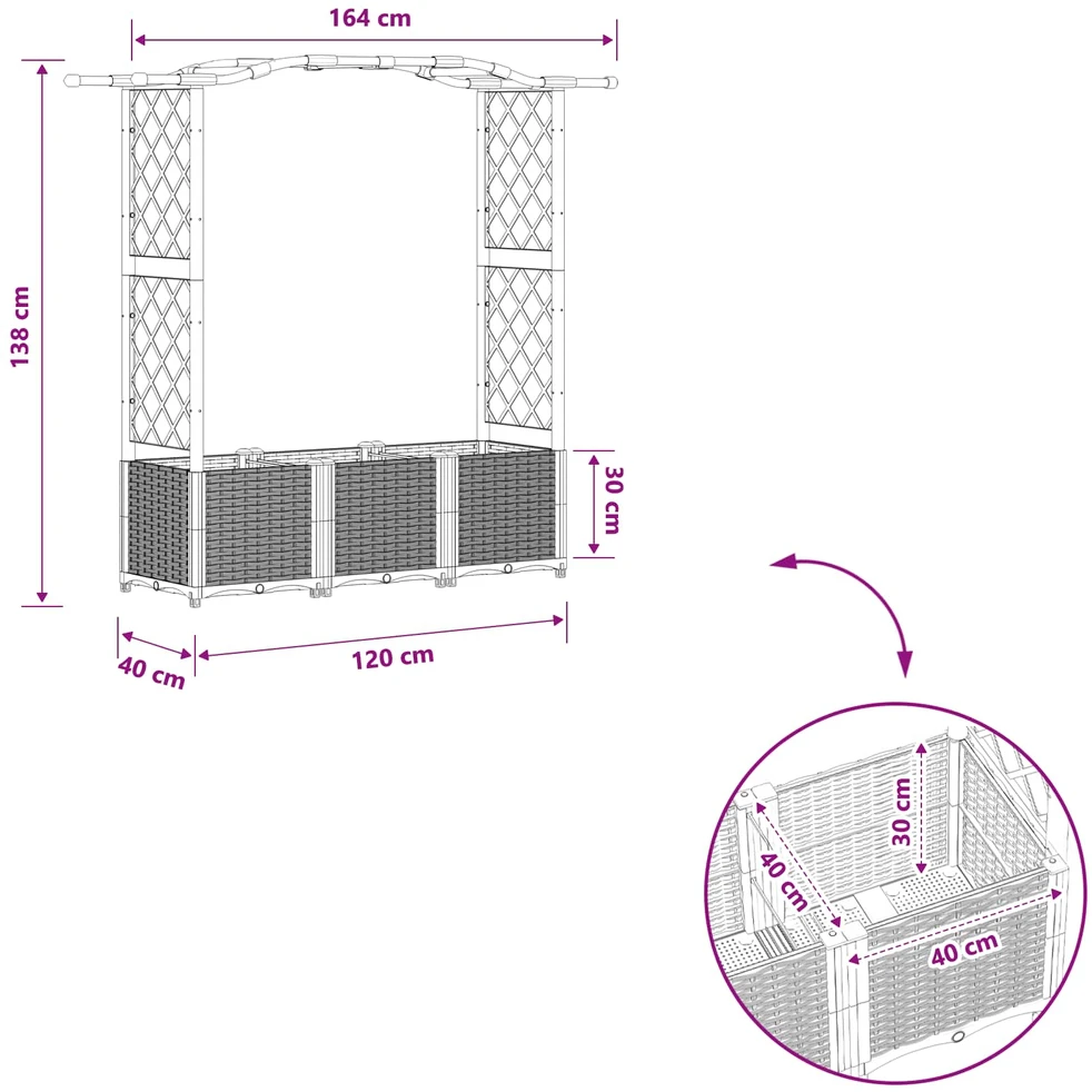 Pakeltas lovas su trelėmis ir stogu Ruda 164 x 40 x 138 cm PP