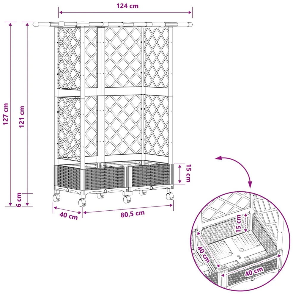 Pakeltas lovas su trelėmis ir stogu Ruda 124 x 40 x 127 cm PP