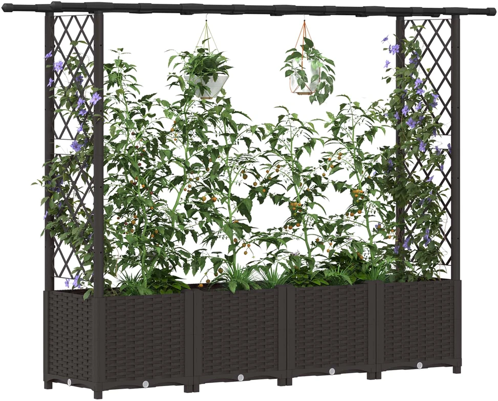 Pakeltas lovas su trelėmis ir stogu Ruda 203 x 40 x 136 cm PP