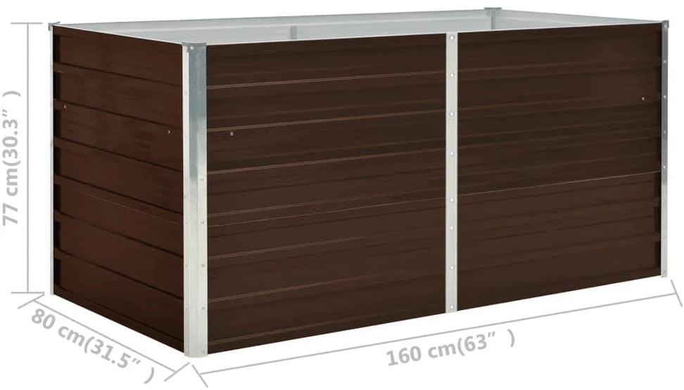 Pakeltas sodo lovelis, rudas, 160x88x77cm, galvan. plienas