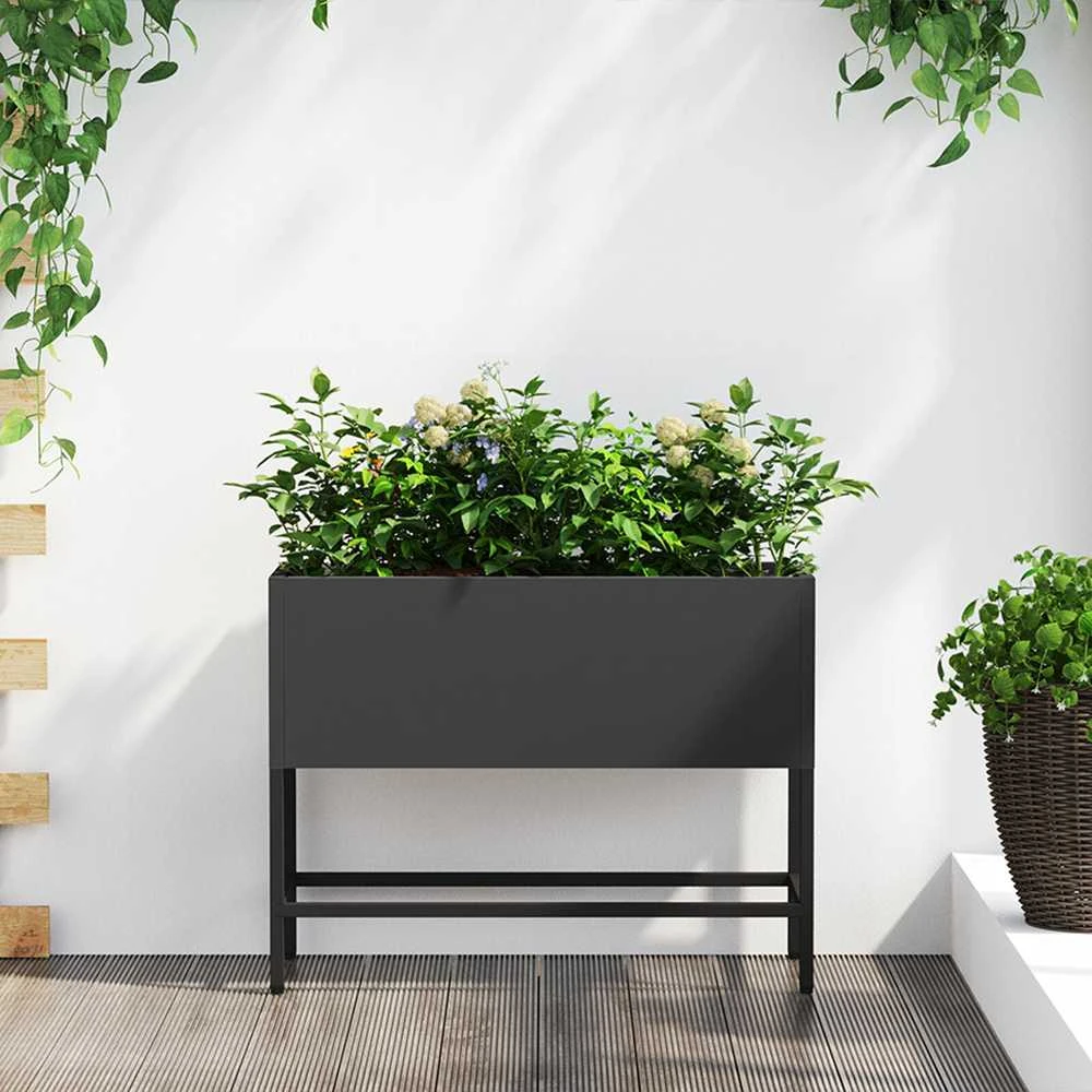 Pakeltas Sodo Vazonas Juoda 60 x 26 x 45 cm Plienas