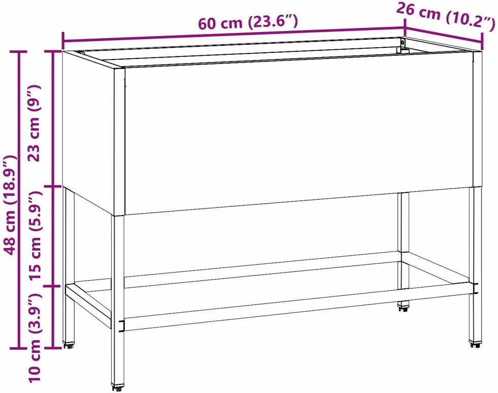 Pakeltas Sodo Vazonas Juoda 60 x 26 x 45 cm Plienas