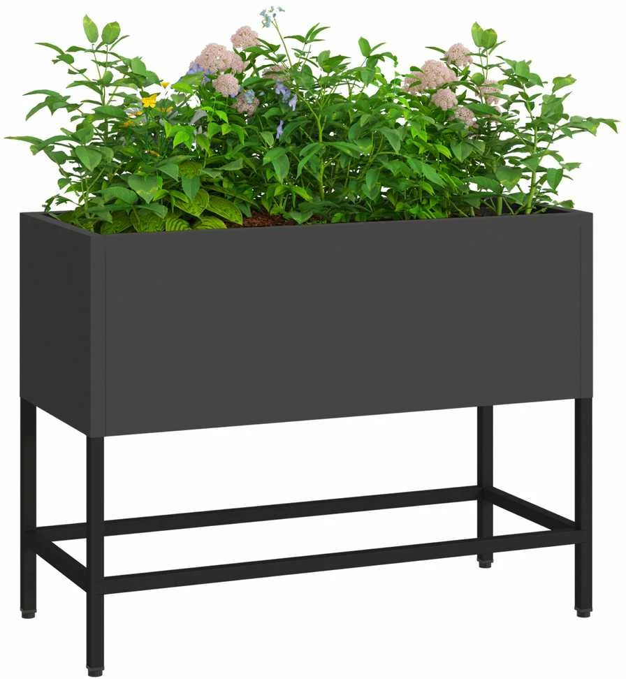 Pakeltas Sodo Vazonas Juoda 60 x 26 x 45 cm Plienas