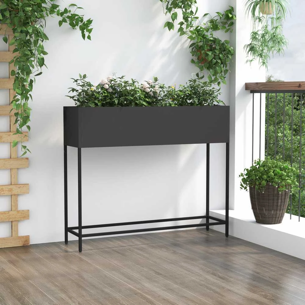Pakeltas Sodo Vazonas Juoda 100 x 26 x 82 cm Plienas