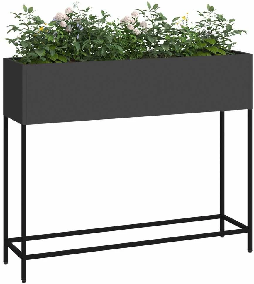 Pakeltas Sodo Vazonas Juoda 100 x 26 x 82 cm Plienas