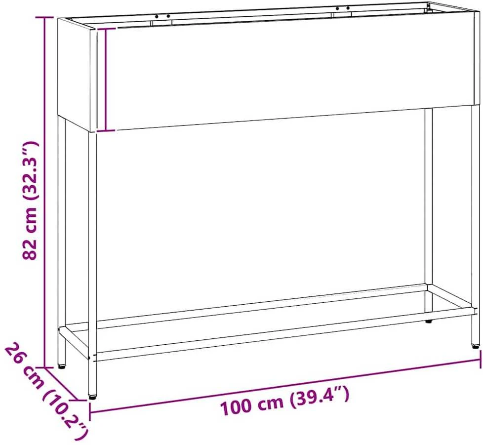 Pakeltas Sodo Vazonas Juoda 100 x 26 x 82 cm Plienas