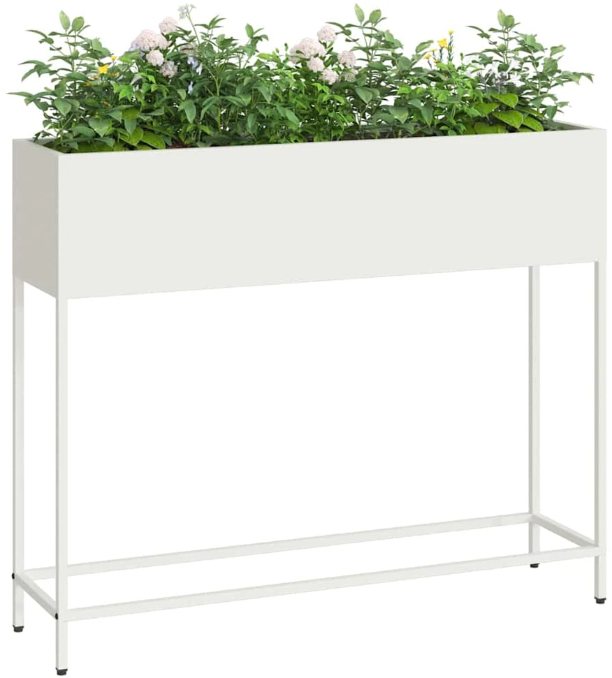 Pakeltas Sodo Vazonas Balta 100 x 26 x 82 cm Plienas