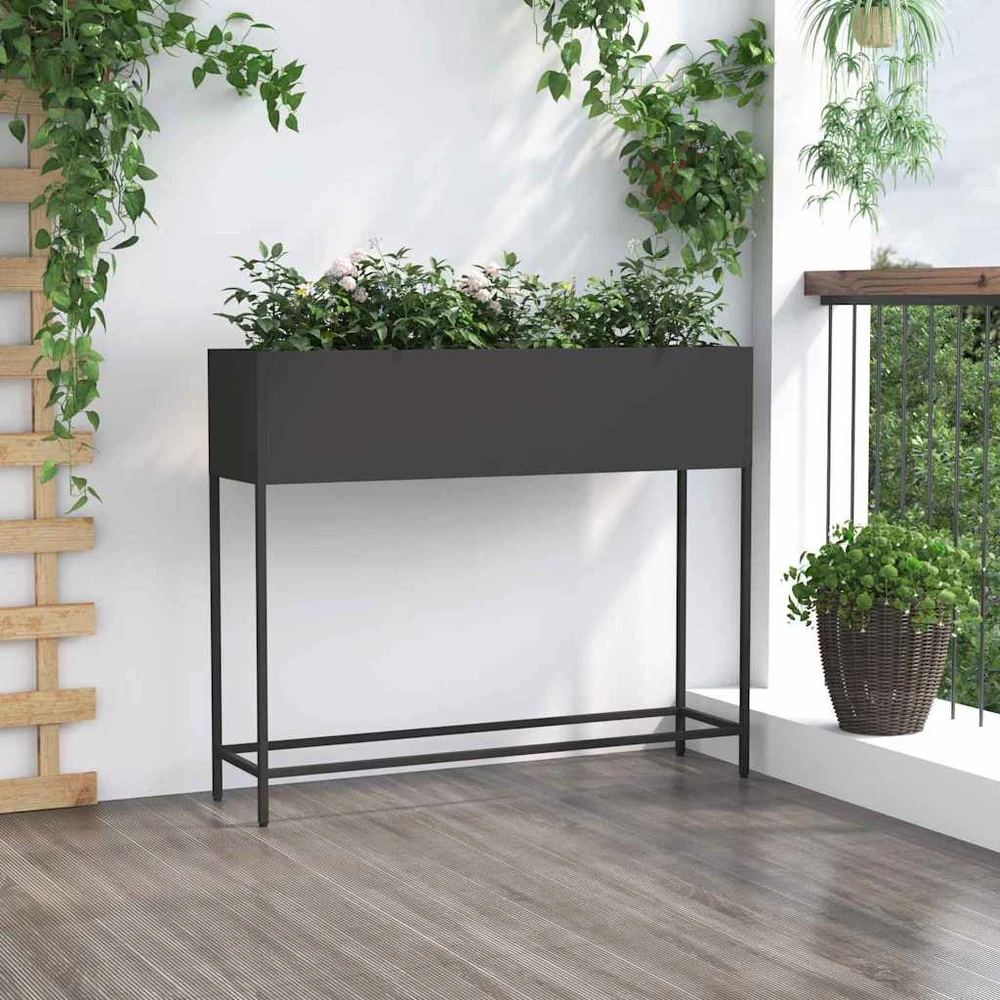 Pakeltas Sodo Vazonas Juoda 100 x 26 x 82 cm Plienas