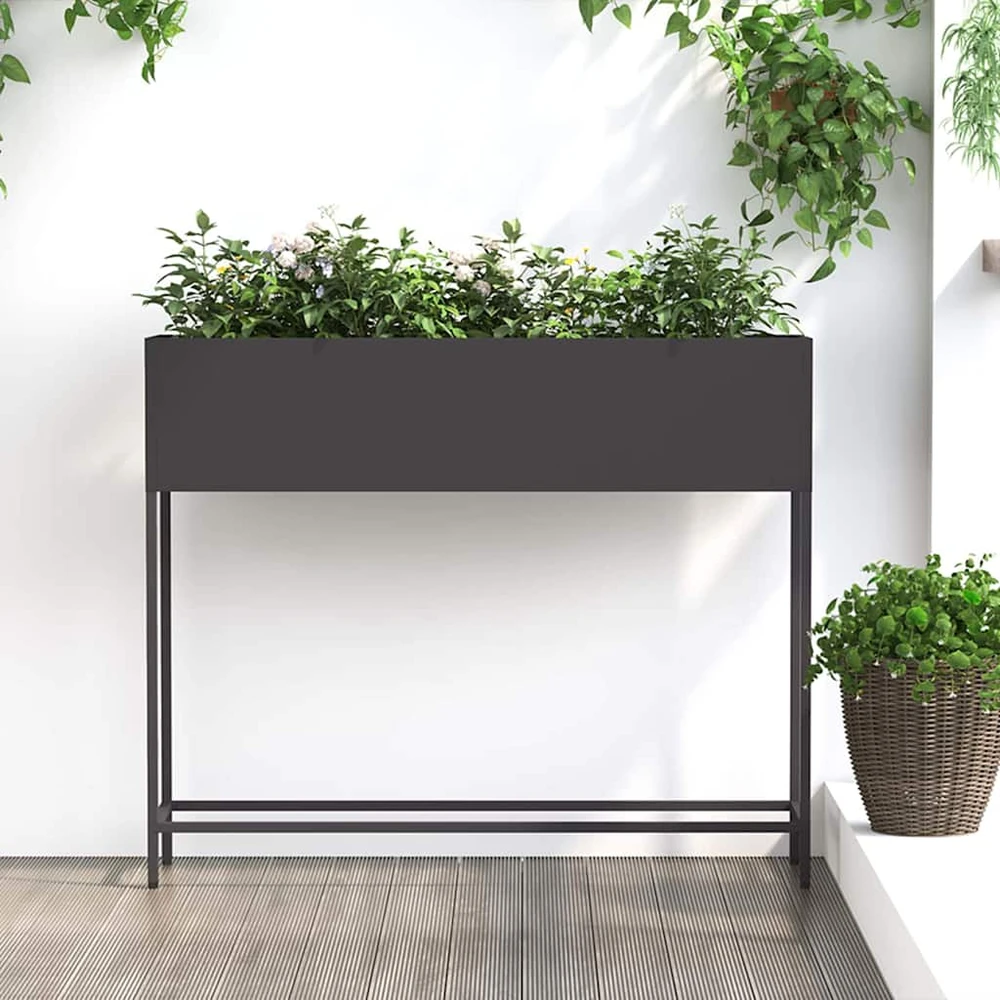 Pakeltas Sodo Vazonas Juoda 100 x 26 x 82 cm Plienas