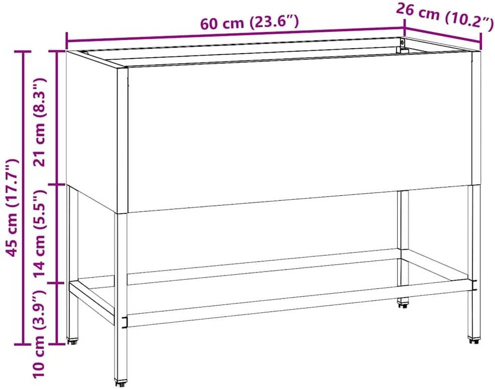 Pakeltas Sodo Vazonas Rūdijanti 60 x 26 x 45 cm