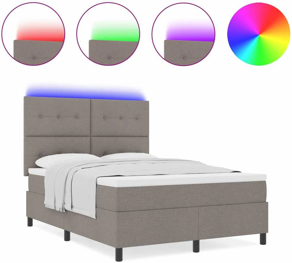 Kiemas lova su LED juostelėmis Tortora 140 x 190 cm audinys