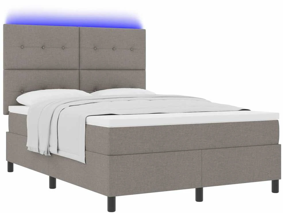 Kiemas lova su LED juostelėmis Tortora 140 x 190 cm audinys