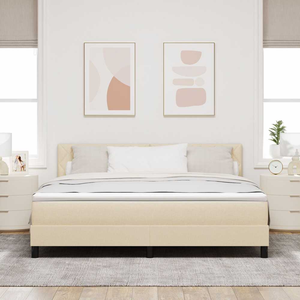 Kiemas lova su pagalve Kreminė 180 x 200 cm audinys