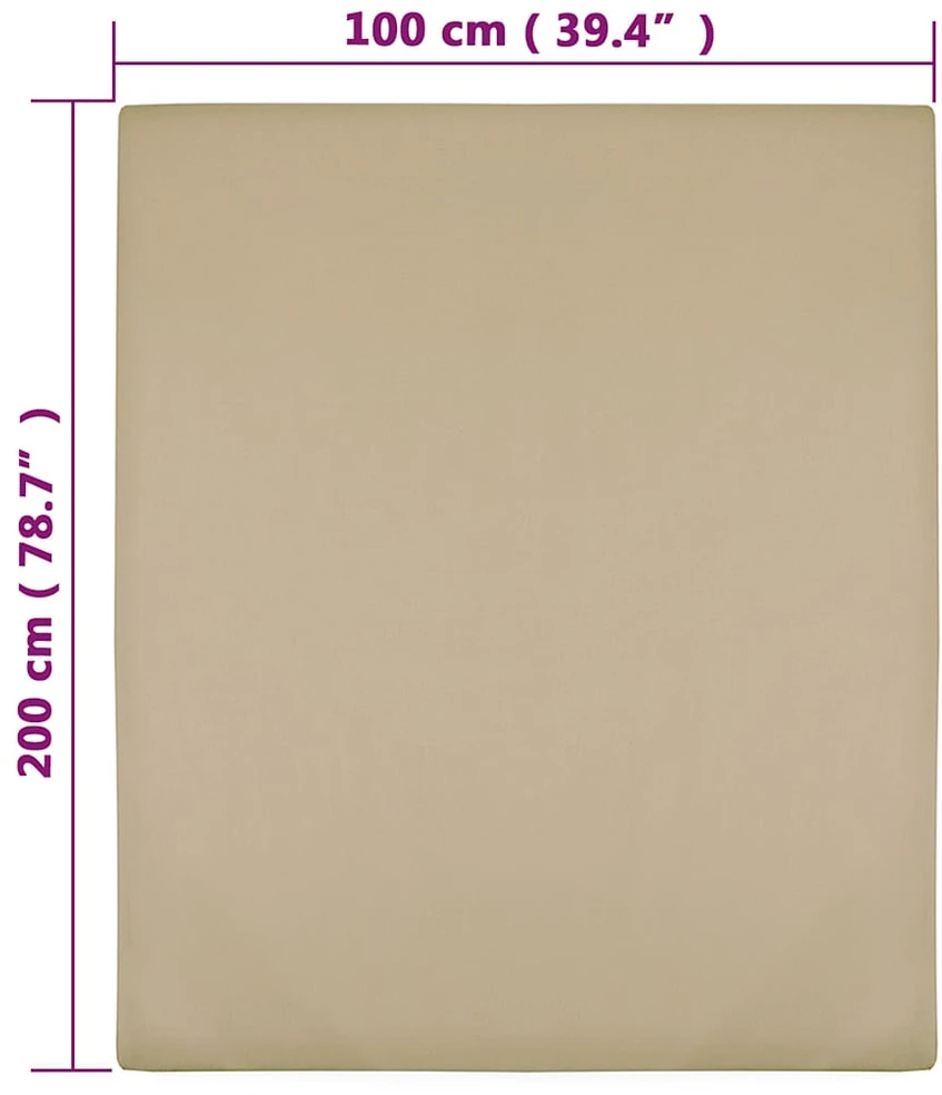 Paklodės su guma, 2vnt., taupe spalvos, 100x200cm, medvilnė