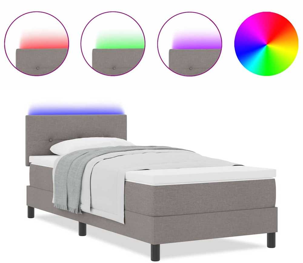 Kiemas lova su LED juostelėmis Tortora 80 x 200 cm audinys