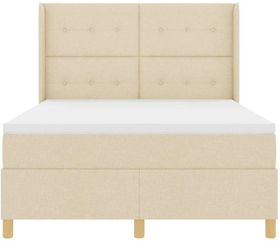 Kiemas lova su LED juostelėmis Kreminė 140 x 190 cm audinys