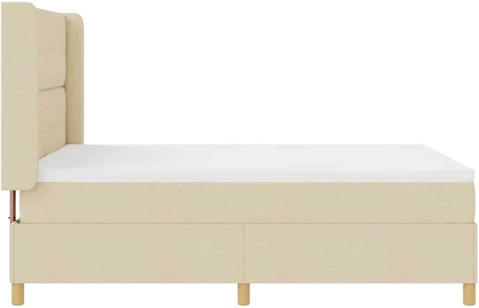 Kiemas lova su LED juostelėmis Kreminė 140 x 190 cm audinys