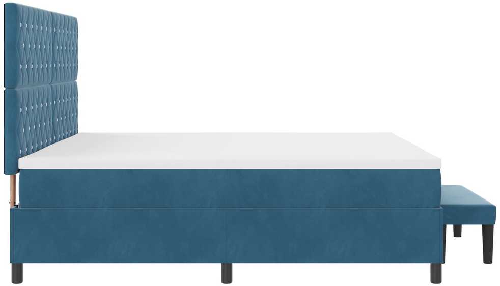 Kiemas lova su čiužiniu Tamsi mėlyna 200 x 200 cm Aksomas