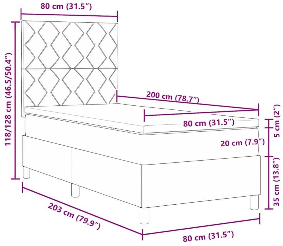 Kiemas lova su LED juostelėmis Juoda 80 x 200 cm audinys