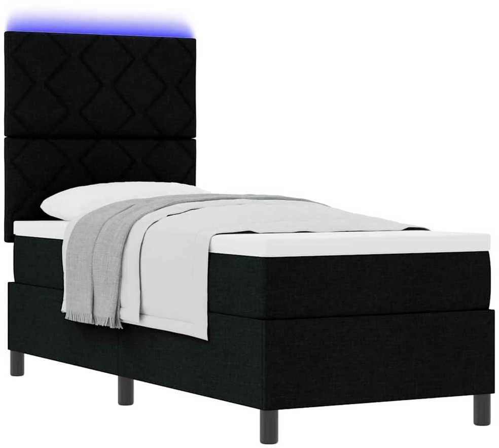Kiemas lova su LED juostelėmis Juoda 80 x 200 cm audinys