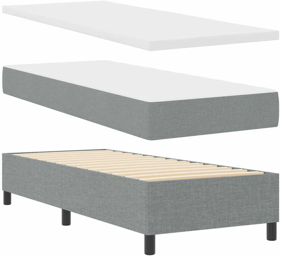 Kiemas lova su čiužiniu Šviesiai pilka 90 x 200 cm audinys