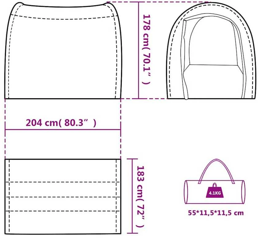Sandėliavimo palapinė, žalia, 204x183x178cm, 185T Taffeta