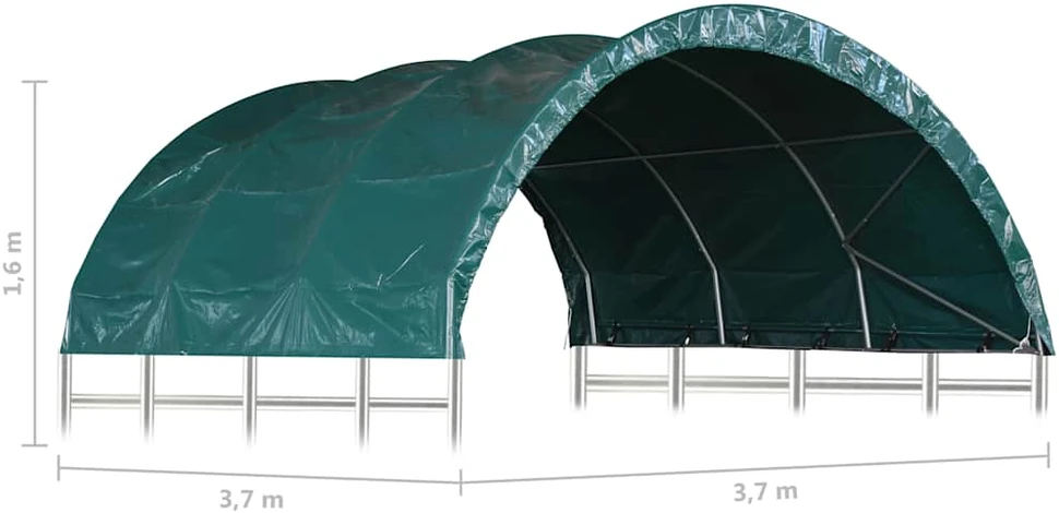 Palapinė gyvuliams, žalia, 3,7x3,7m, PVC (310028+310029)