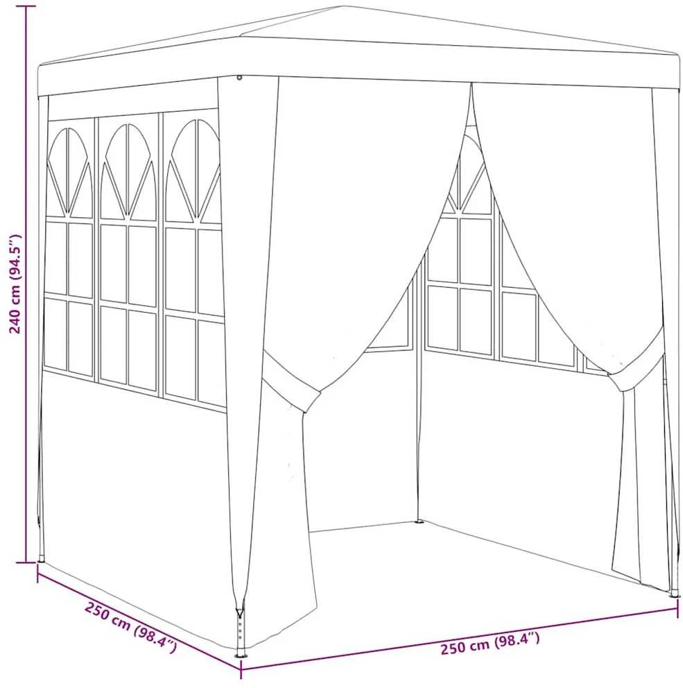 Palapinė su šoninėmis sienomis, mėlyna, 2,5x2,5m, 90g/m²