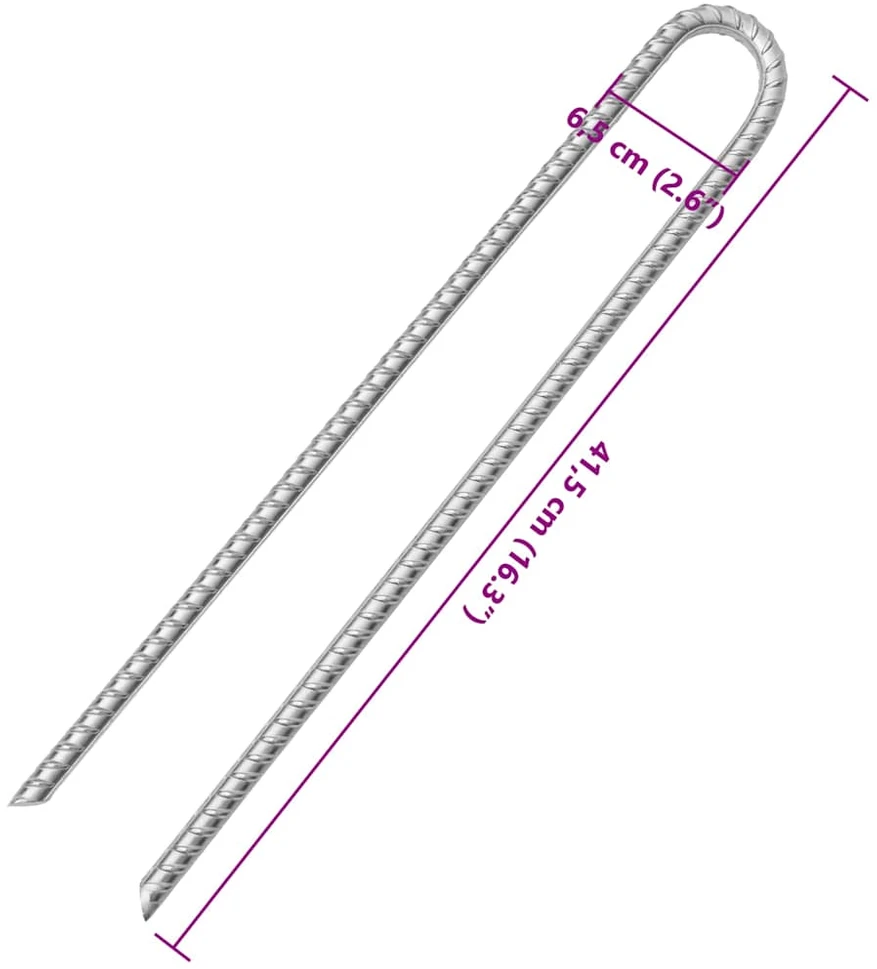 Palapinės kaiščiai, 12vnt., 41,5cm, skersmuo 13mm, U forma