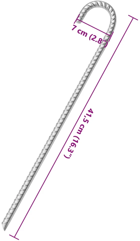 Palapinės kaiščiai, 12vnt., 41,5cm, skersmuo 12mm, plienas