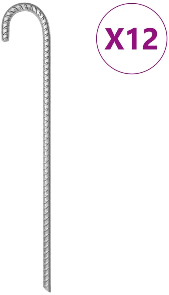 Palapinės kaiščiai, 12vnt., 41,5cm, skersmuo 12mm, plienas