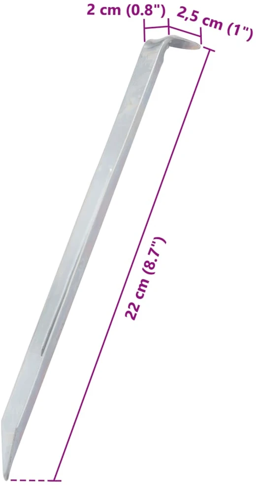Palapinės kaiščiai, 24vnt., 22cm, skersmuo 20mm, plienas
