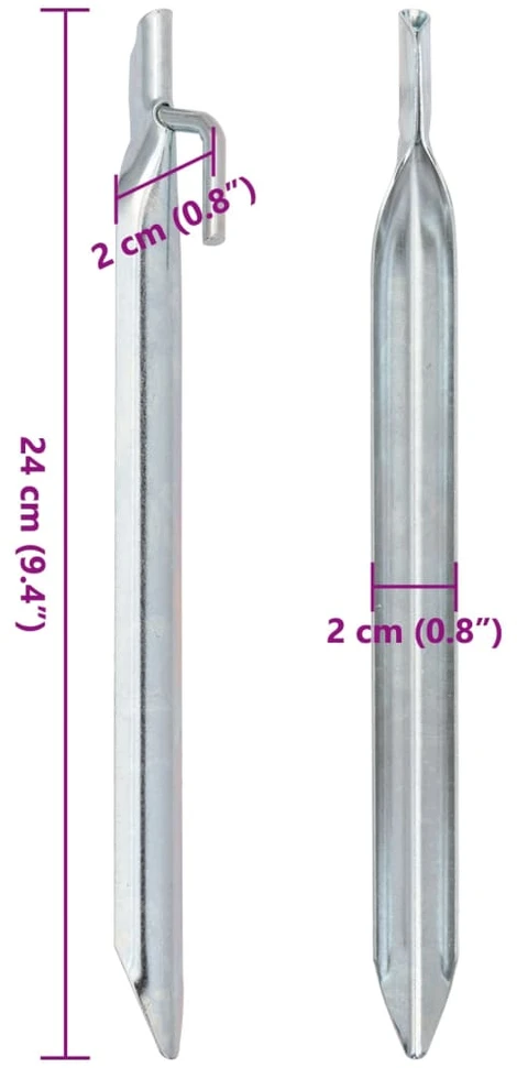 Palapinės kaiščiai, 24vnt., 24cm, skersmuo 20mm, V forma