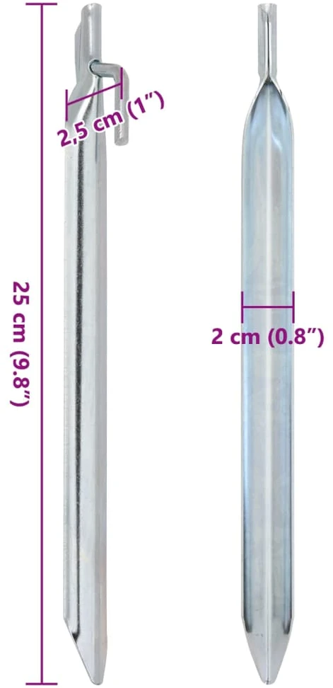 Palapinės kaiščiai, 24vnt., 25cm, skersmuo 20mm, V forma