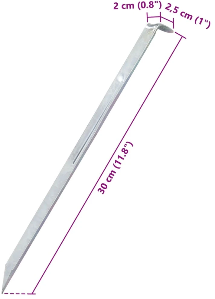 Palapinės kaiščiai, 24vnt., 30cm, skersmuo 20mm, plienas