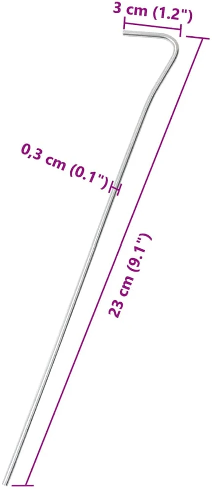 Palapinės kaiščiai, 25vnt., 23cm, skersmuo 3mm, plienas