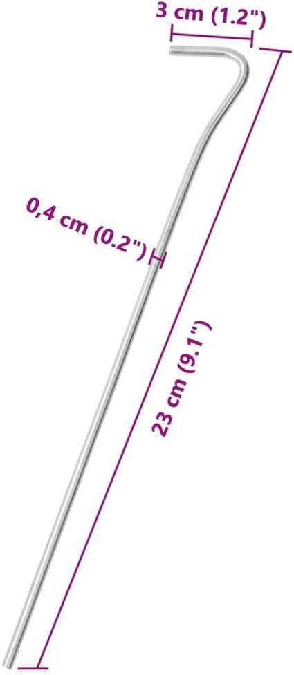 Palapinės kaiščiai, 25vnt., 23cm, skersmuo 4mm, plienas