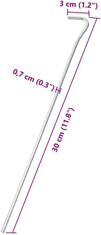Palapinės kaiščiai, 50vnt., 30cm, skersmuo 7mm, plienas