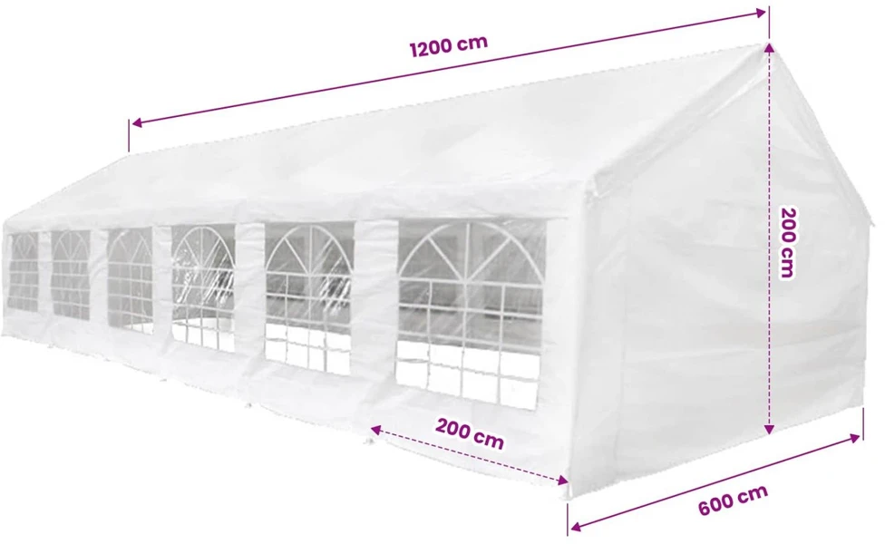 Palapinės medžiaga be rėmo Baltas 12 x 6 m PE