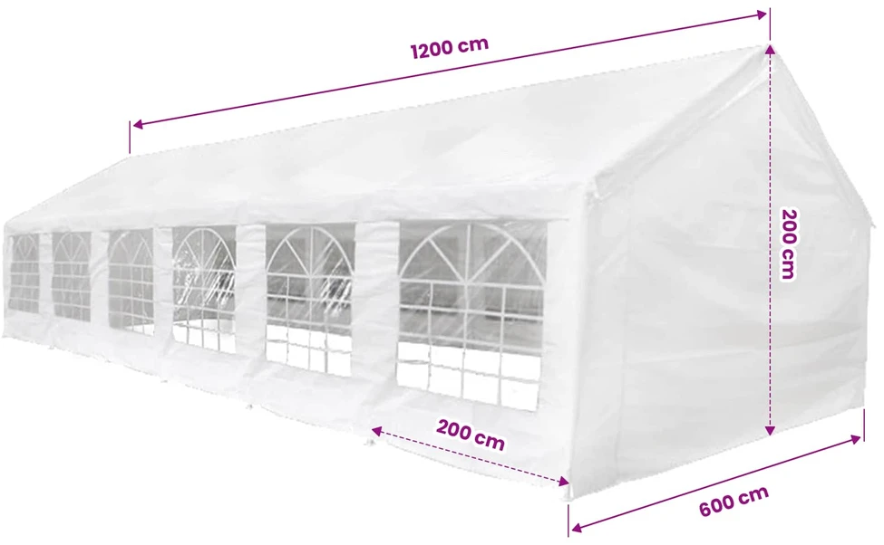 Vakarėlių palapinės viršus ir šoninės plokštės, 12 x 6 m