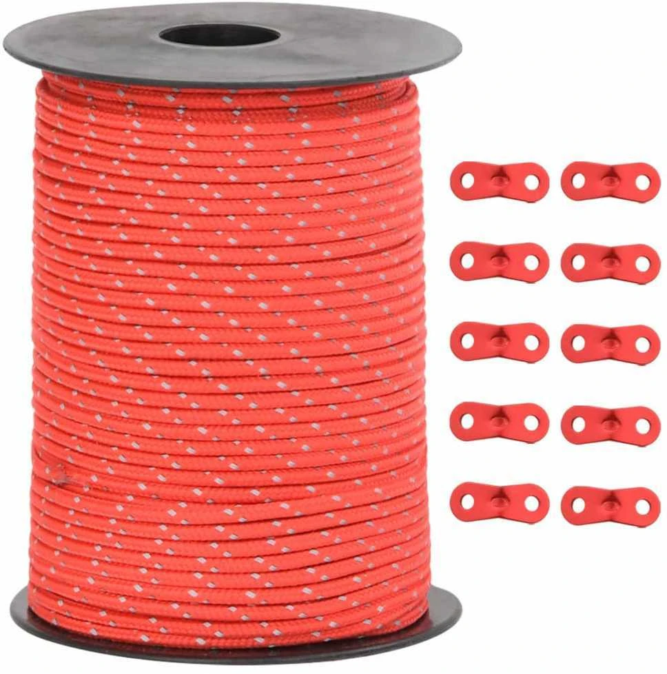 Palapinės virvė su šviesą atspindinčiomis juostomis/sujungimais