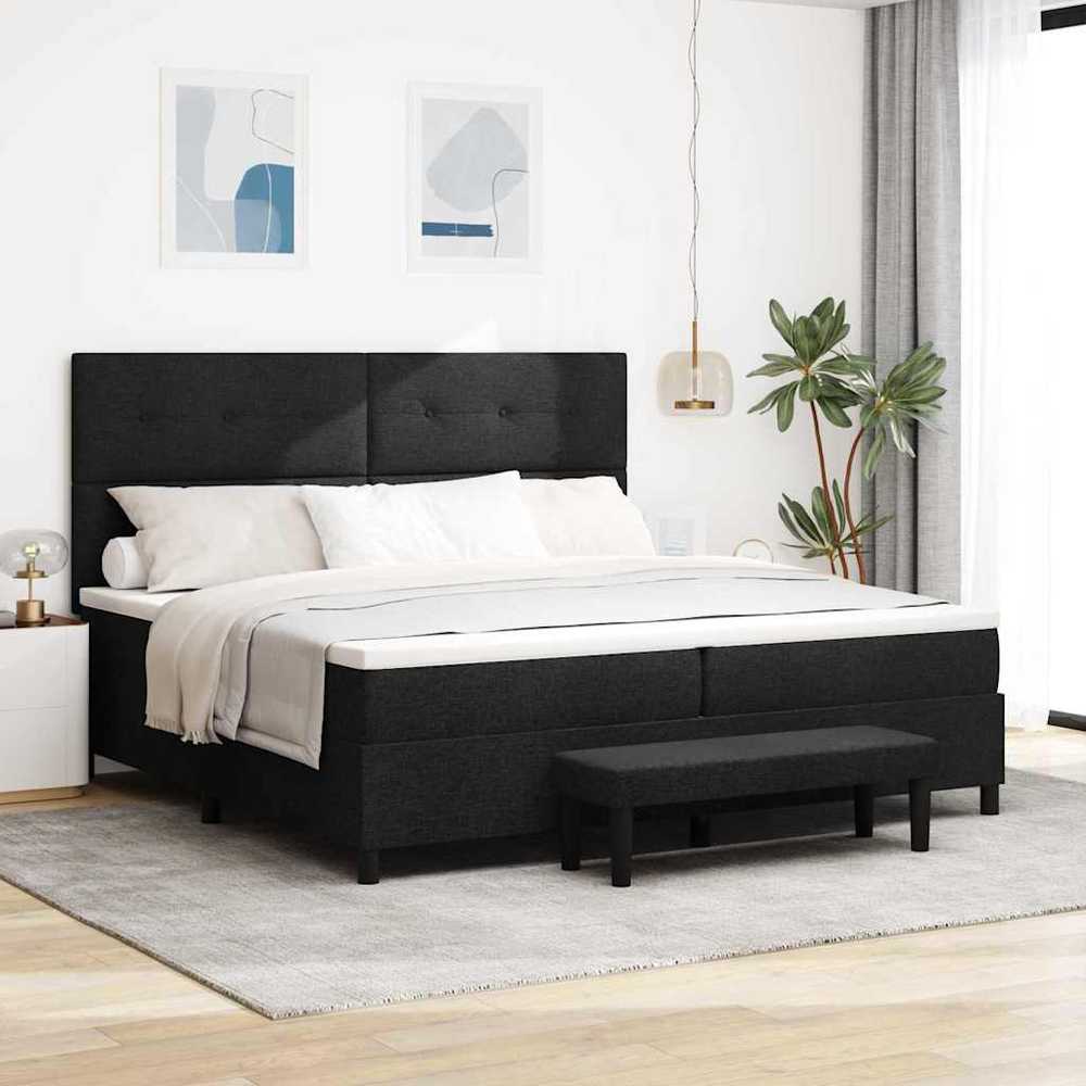 Kiemas lova su galvūgalio Juoda 200 x 200 cm audinys