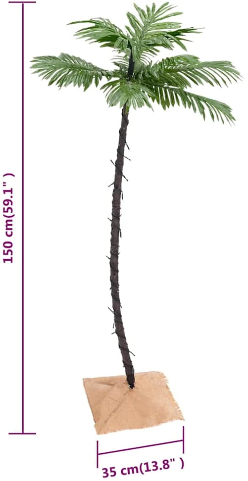 Palmė su 88 šiltomis baltomis LED lemputėmis, 150cm