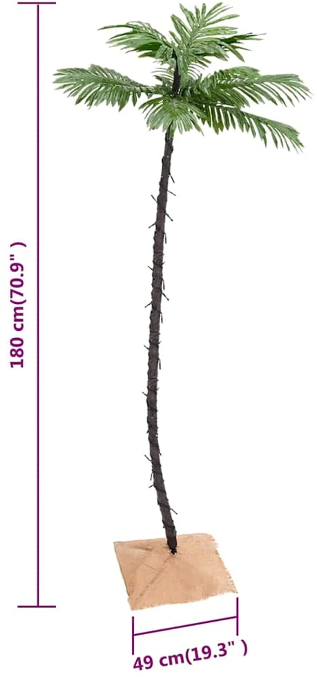 Palmė su 96 šiltomis baltomis LED lemputėmis, 180cm