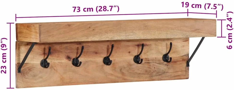 Paltas Ruda 73 x 19 x 23 cm Akacijos medienos masyvas