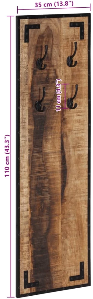 Paltų kabykla, 35x8x110cm, neapdorotos mango medienos masyvas