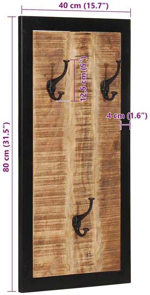 paltų kabykla 40x2x80 cm Tvirtas neapdorotos medienos mangas
