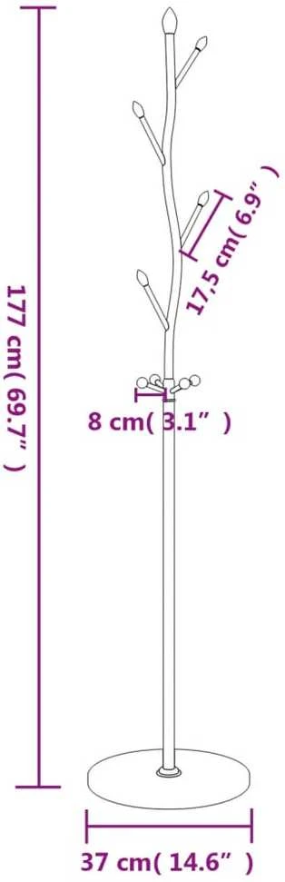Paltų kabykla, juoda, 177cm, milteliniu būdu dengta geležis