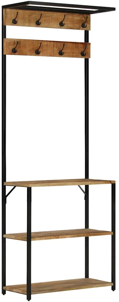 Paltų kabykla su lentyna batams, 68x30x182cm, mango masyvas