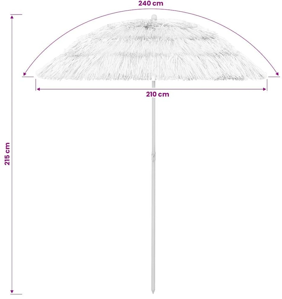 Paplūdimio skėtis, baltos spalvos, 240cm, havajietiško dizaino